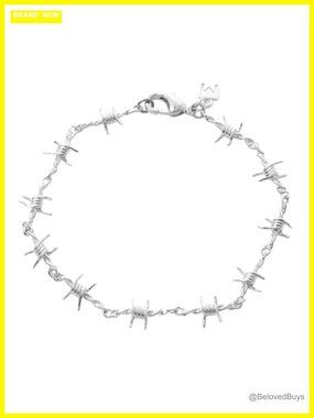 Barbed Wire Bracelet 18K Gold Plated or Rhodium Plated 7 Inch Link